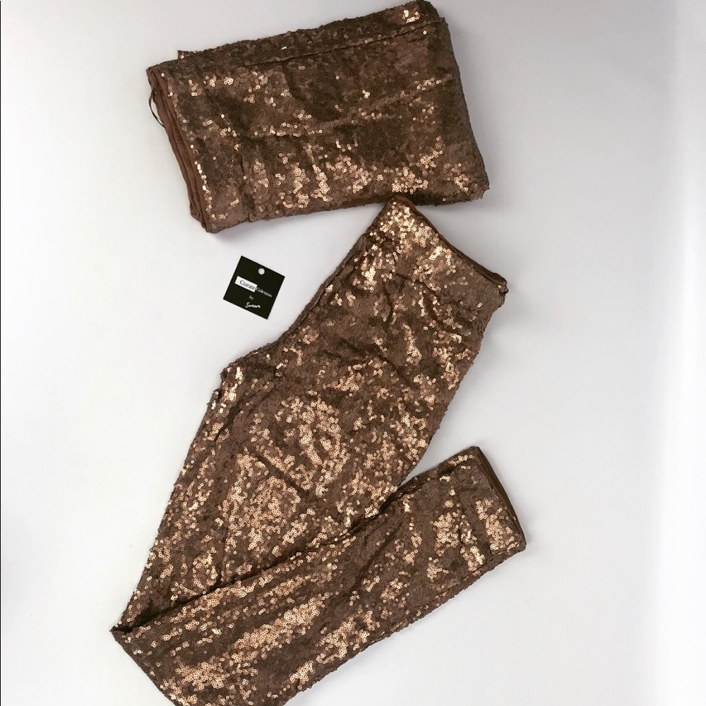 Bronze Gold Sequined Leggings - Picture 2 of 8